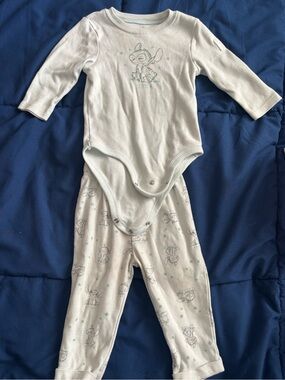 Disney Cream and Mint Long-Sleeve Baby Bodysuit & Pants Set